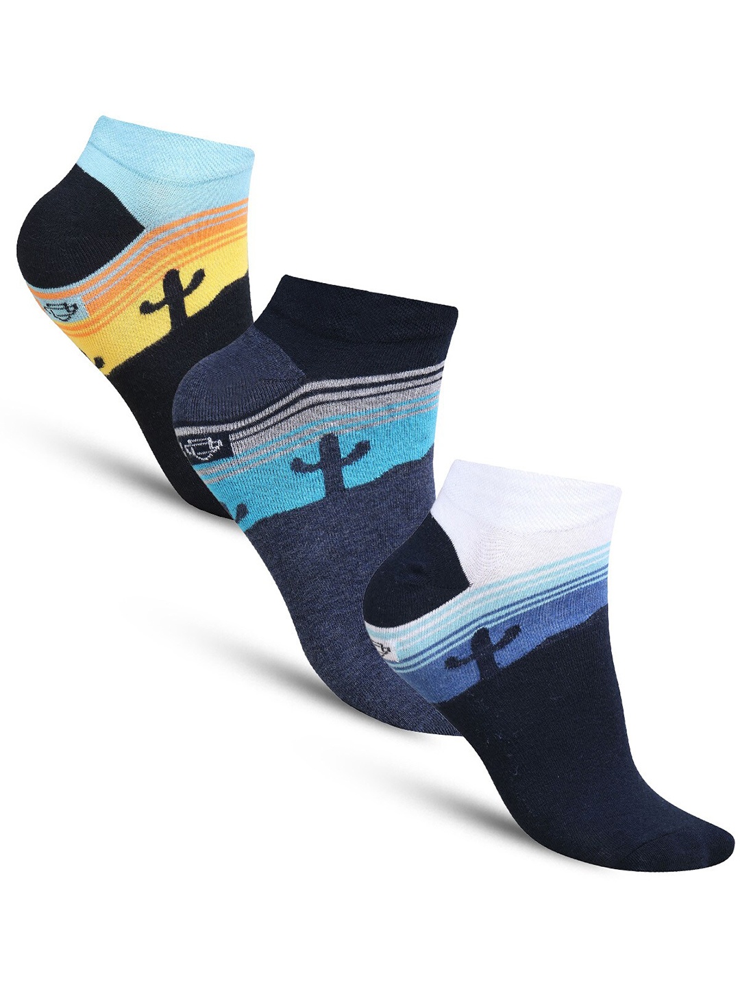 

Dollar Socks Men Pack Of 3 Patterned Ankle-Length Socks, Yellow