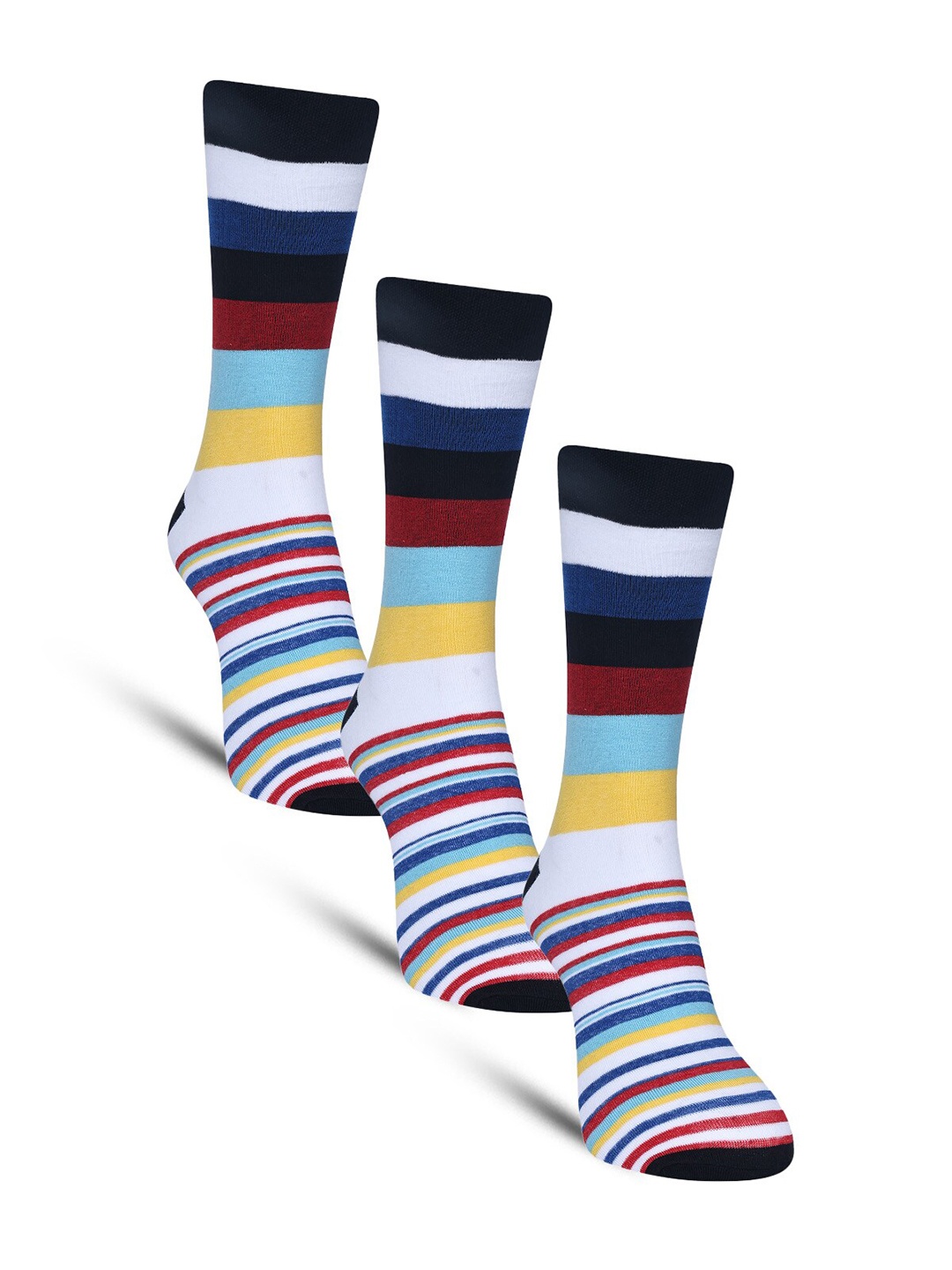 

Dollar Socks Men Pack Of 3 Patterned Cotton Calf-Length Socks, Black