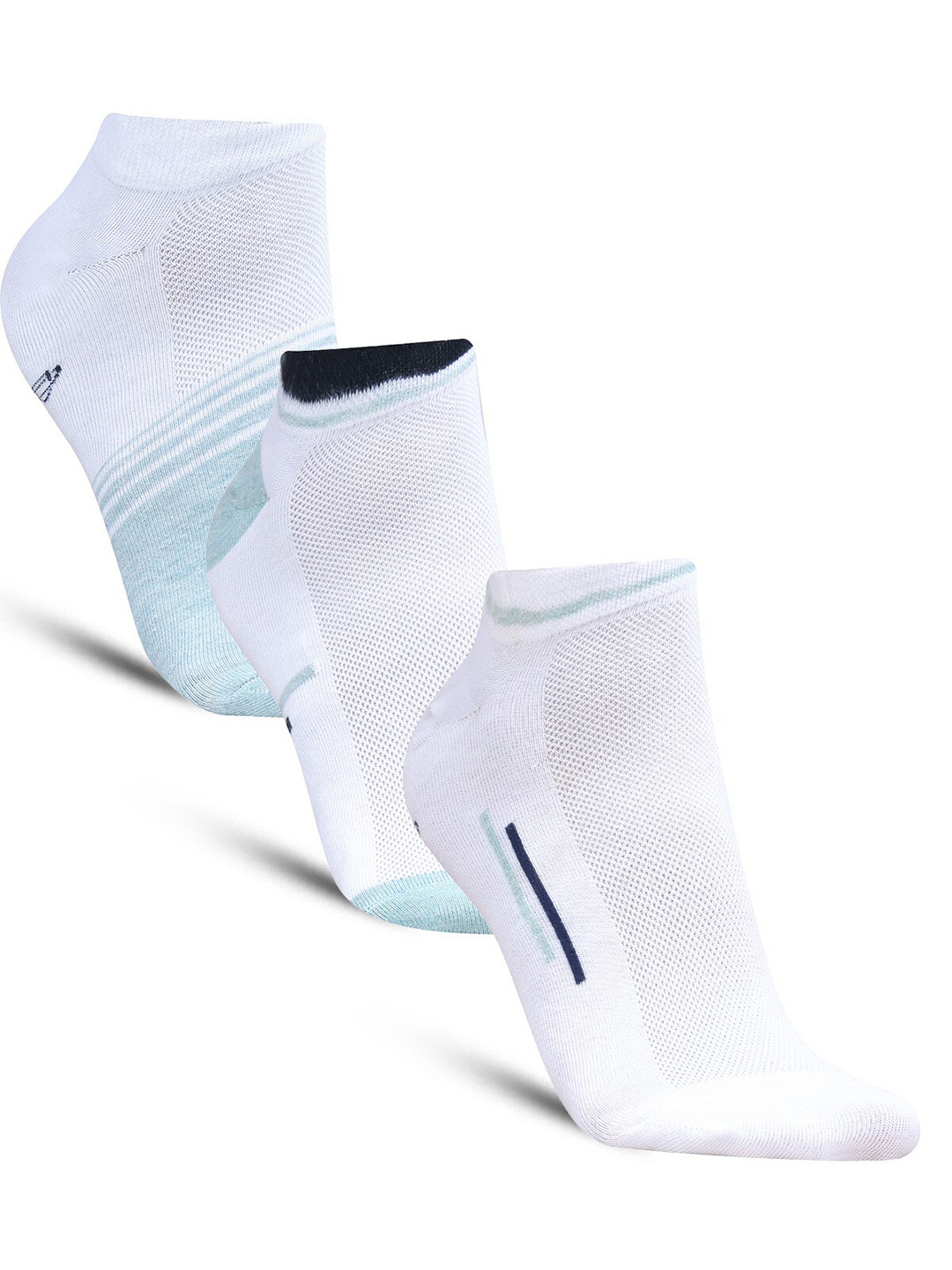 

Dollar Socks Men Pack of 3 Striped Cotton Shoe Liner-Length Socks, White