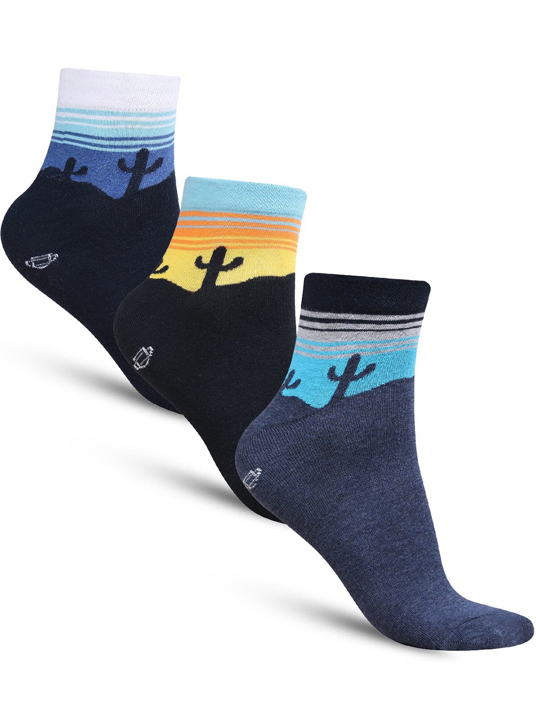 

Dollar Socks Men Pack Of 3 Patterned Ankle-Length Socks, Blue