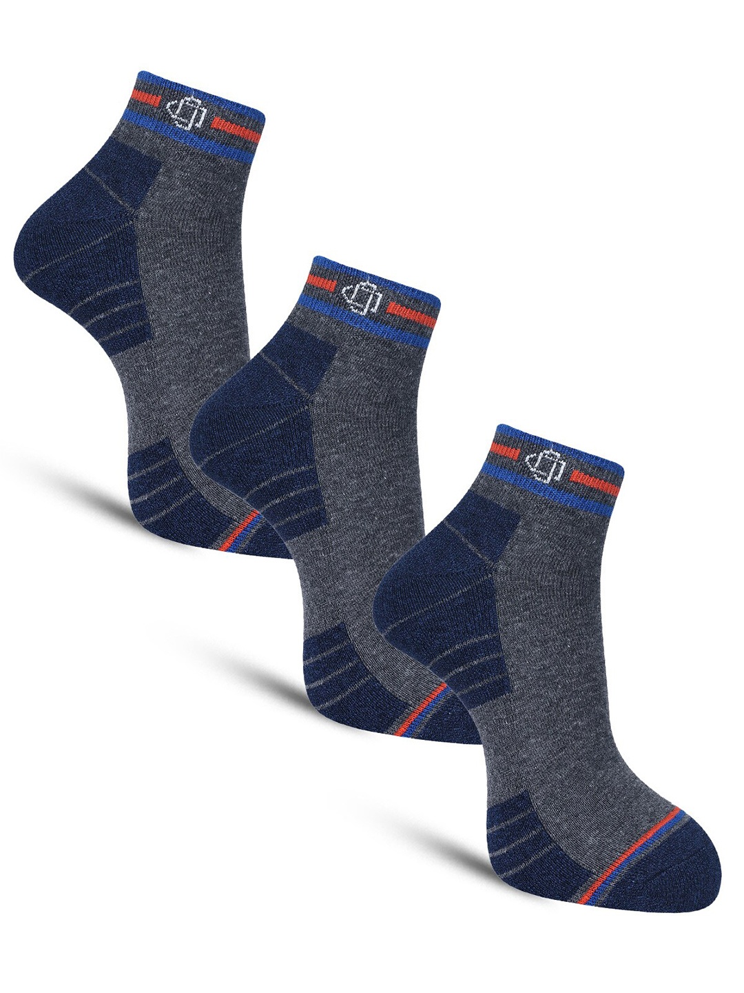 

Dollar Socks Men Pack 3 Patterned Cotton Ankle Length Socks, Grey