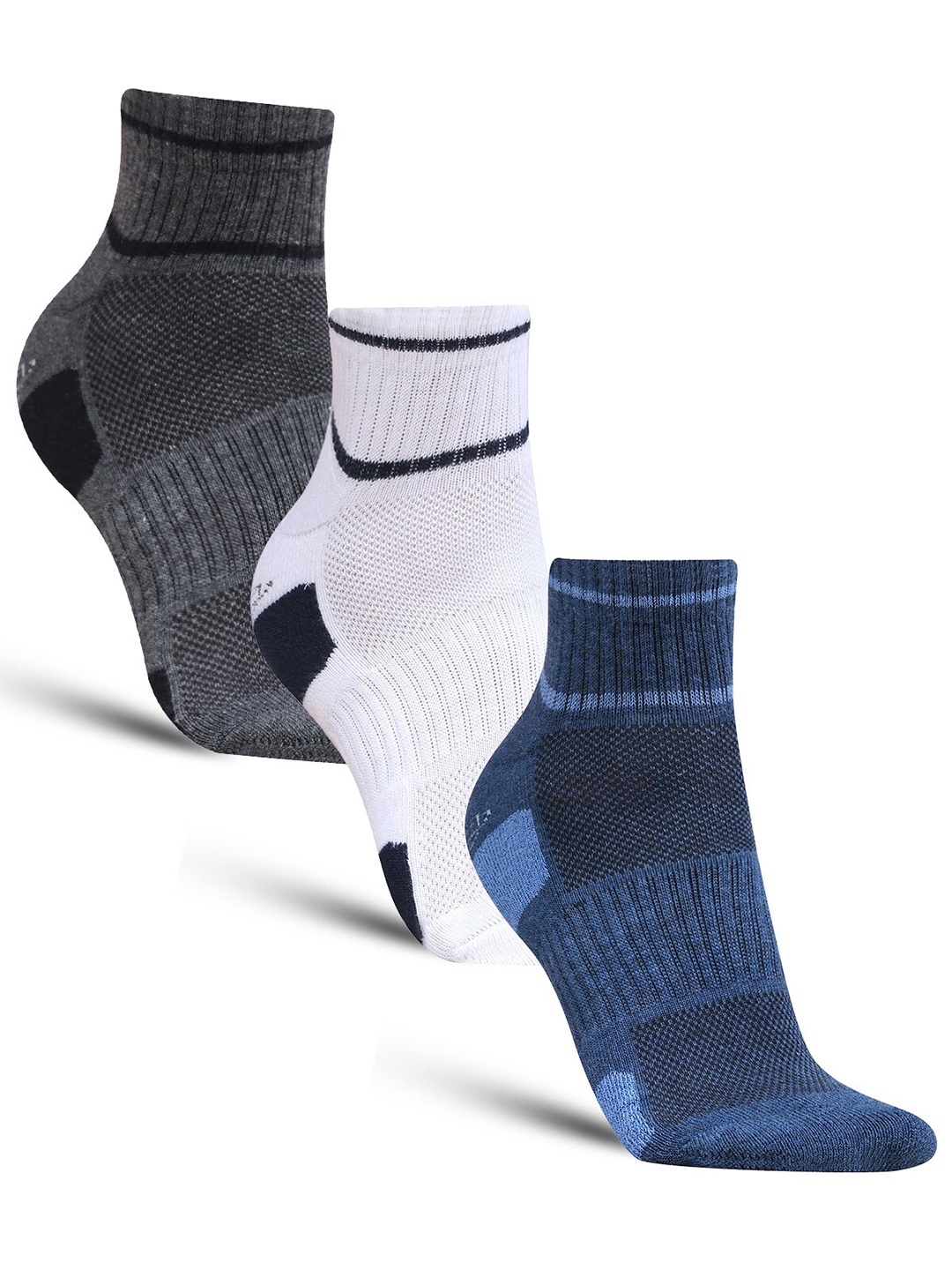 

Dollar Socks Men Pack Of 3 Patterned Cotton Ankle Length Socks, Blue