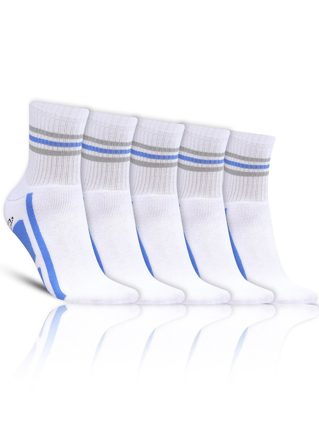 

Dollar Socks Men Pack Of 5 Patterned Cotton Above Ankle-Length Socks, White
