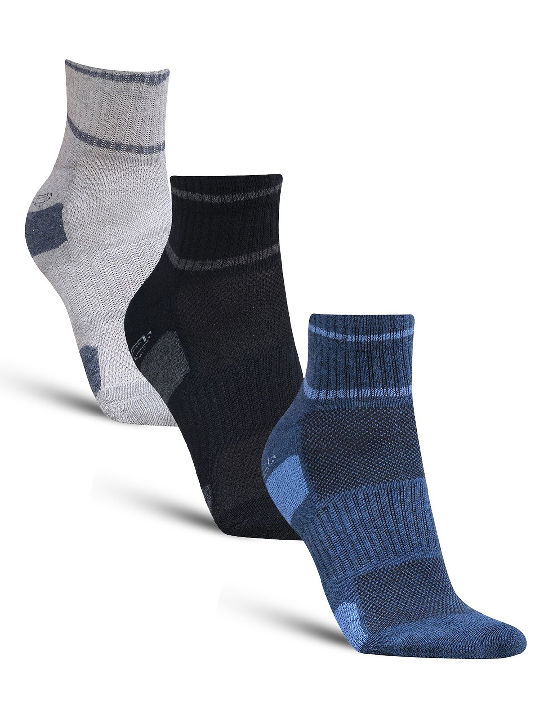 

Dollar Socks Men Pack of 3 Patterned Cotton Ankle Length Socks, Blue