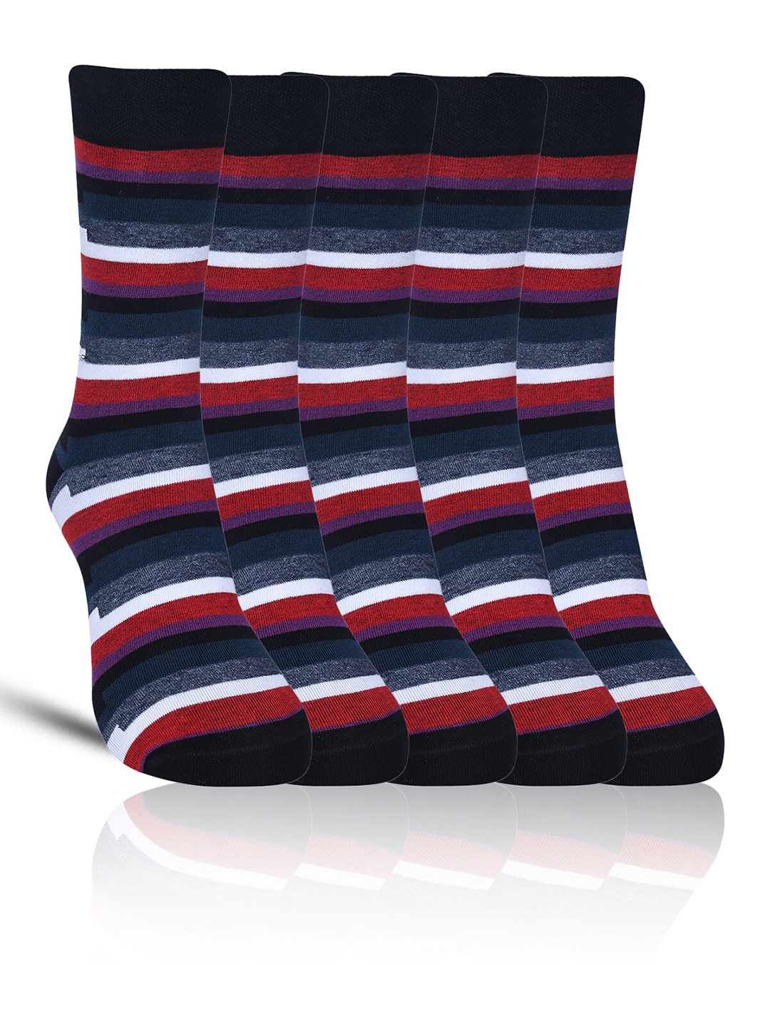 

Dollar Socks Men Pack Of 5 Patterned Cotton Calf-Length Socks, Black