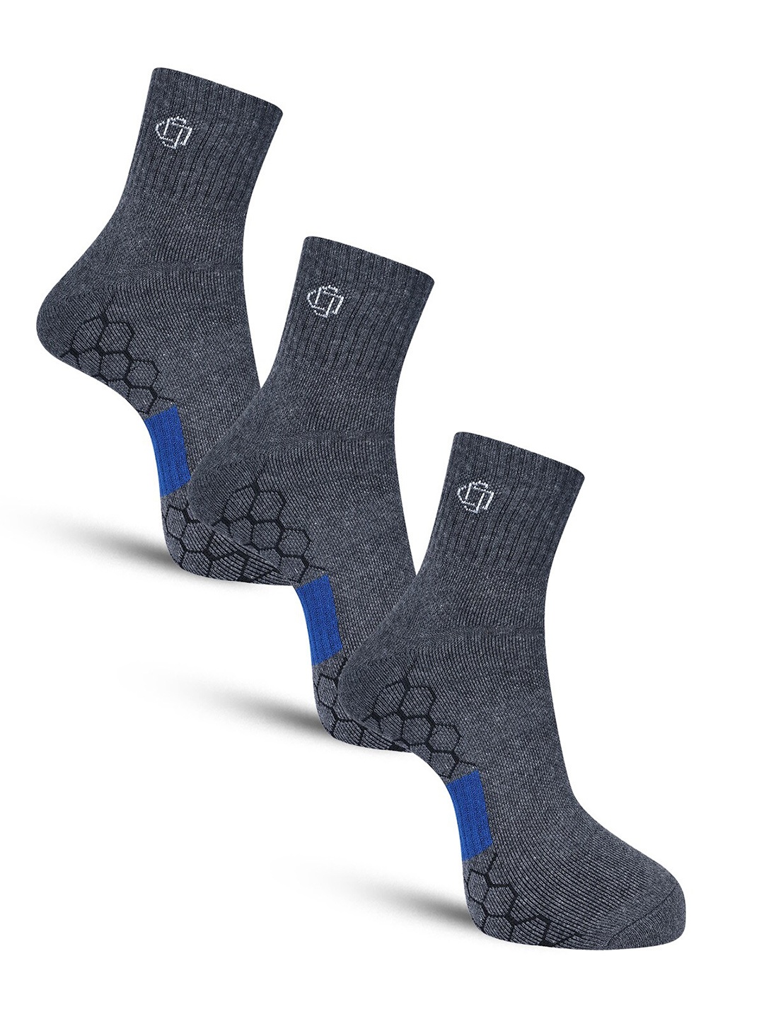 

Dollar Socks Men Pack Of 3 Patterned Cotton Ankle Length Socks, Grey