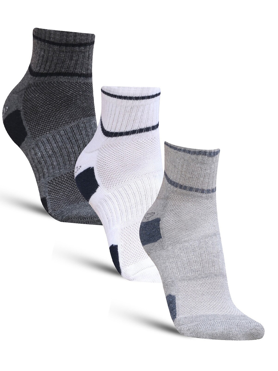 

Dollar Socks Men Pack Of 3 Patterned Cotton Ankle-Length Socks, White