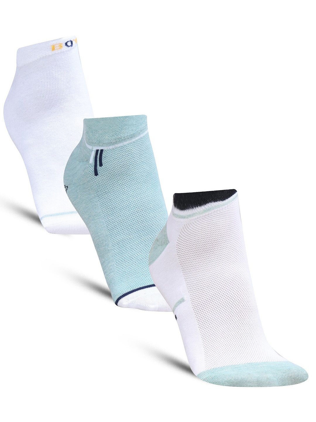 

Dollar Socks Men Pack of 3 Patterned Cotton Ankle-Length Socks, White