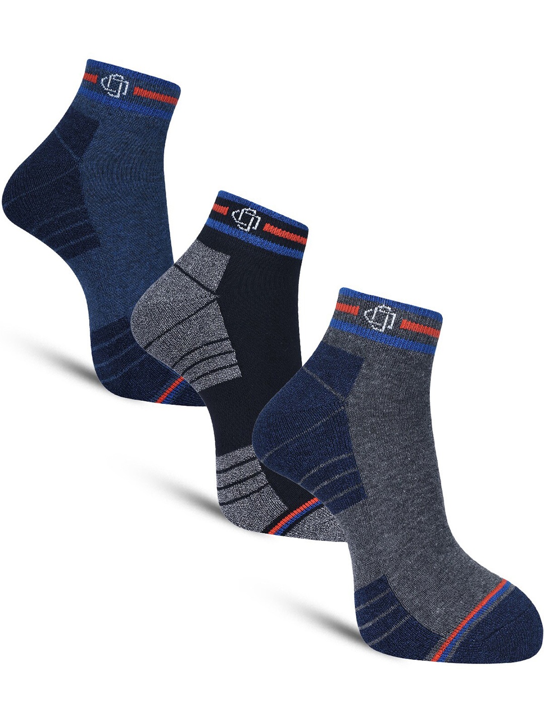 

Dollar Socks Men Pack Of 3 Patterned Cotton Ankle-Length Socks, Blue