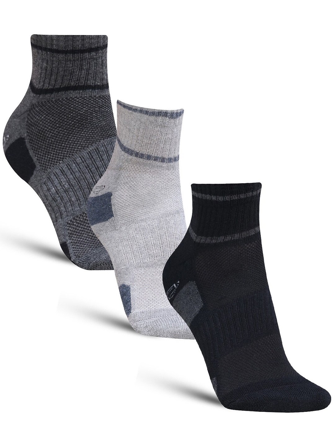 

Dollar Socks Men Pack Of 3 Patterned Cotton Ankle Length Socks, Grey