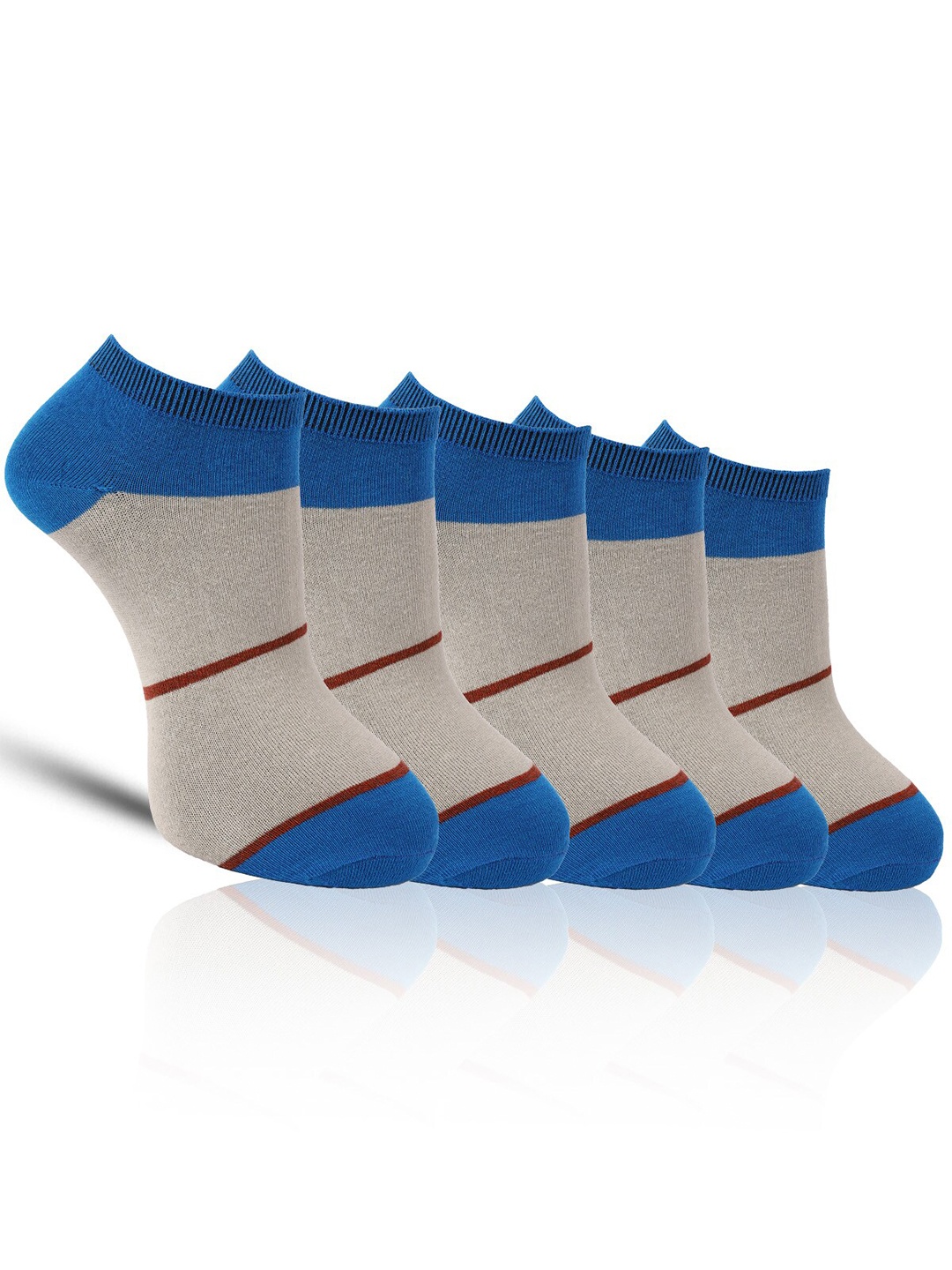 

Dollar Socks Men Pack Of 5 Patterned Cotton Shoe Liners Socks, Grey