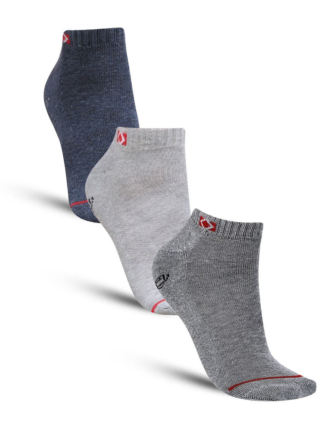 

Dollar Socks Men Pack Of 3 Patterned Cotton Ankle Length Socks, Grey