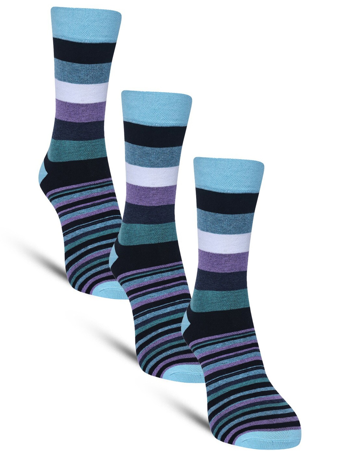 

Dollar Socks Men Pack Of 3 Patterned Cotton Calf-Length Socks, Blue