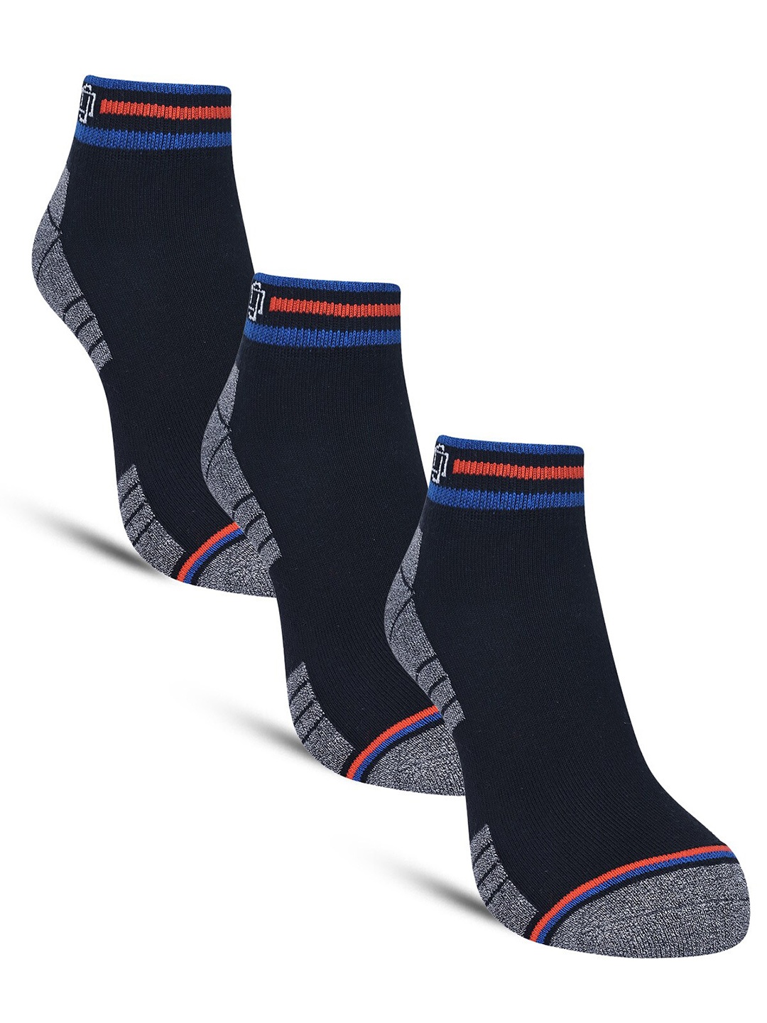

Dollar Socks Men Pack Of 3 Patterned Cotton Ankle-Length Socks, Black