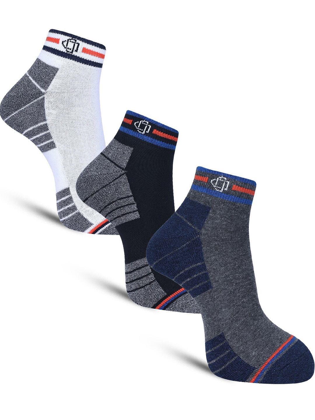 

Dollar Socks Men Pack Of 3 Patterned Cotton Ankle-Length Socks, Grey