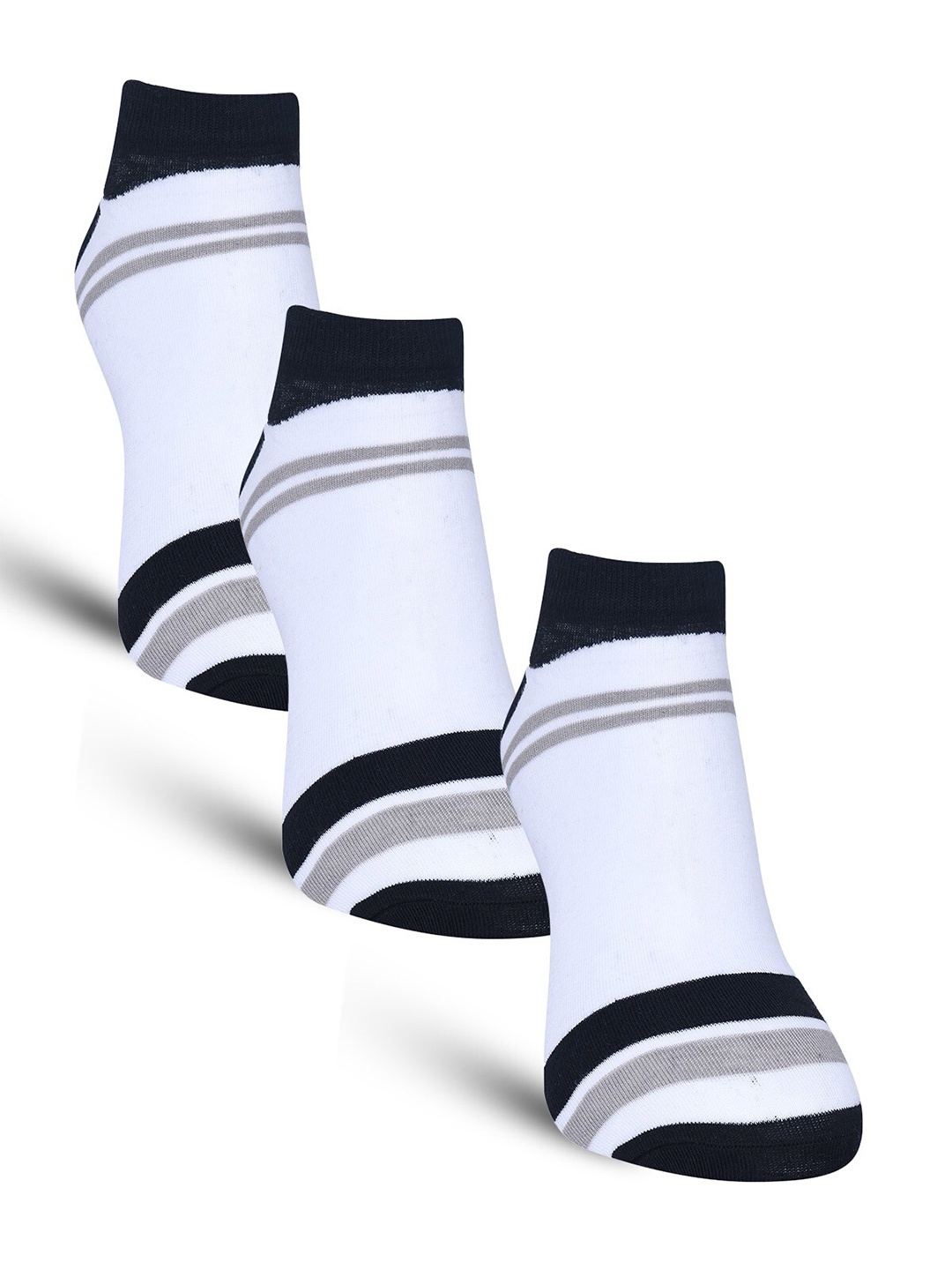 

Dollar Socks Men Pack Of 3 Cotton Patterned Ankle Length Socks, White