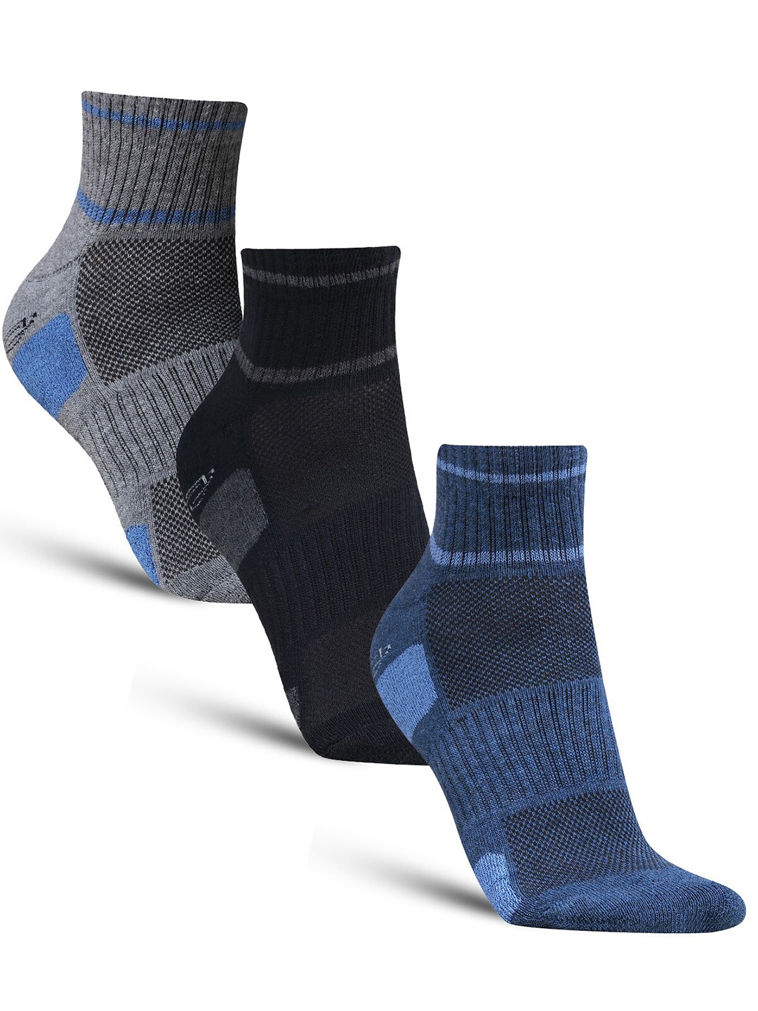 

Dollar Socks Men Pack Of 3 Patterned Cotton Ankle Length Socks, Blue