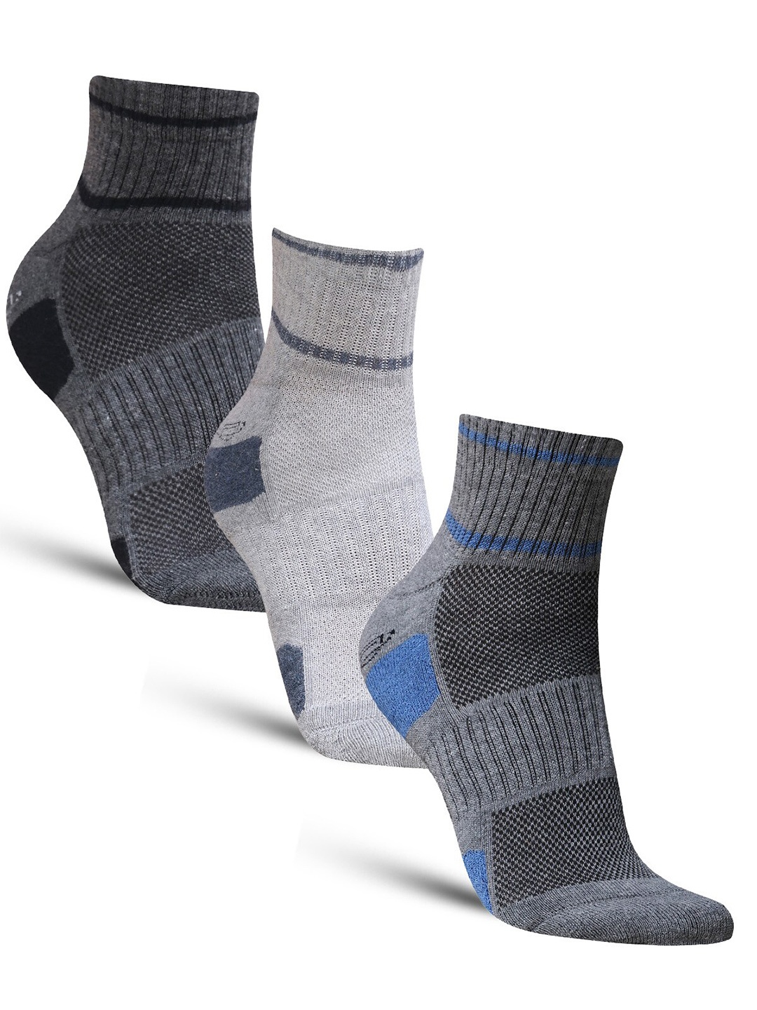

Dollar Socks Men Pack Of 3 Cotton Patterned Ankle Length Socks, Grey
