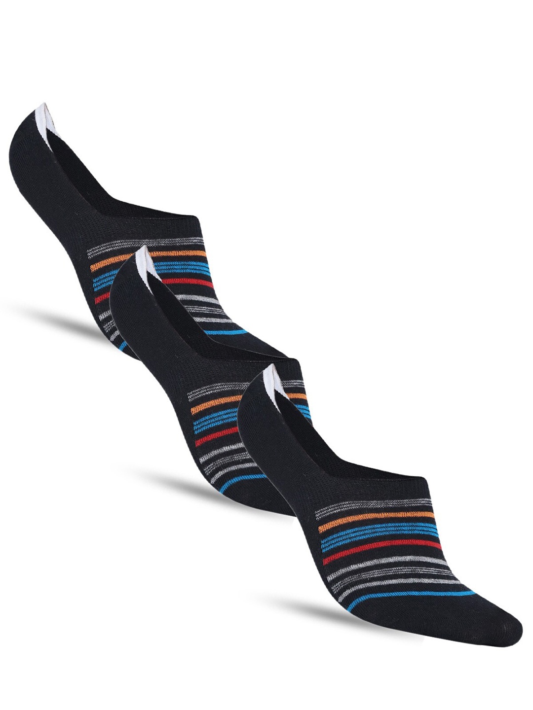 

Dollar Socks Men Pack Of 3 Patterned Cotton Shoe-Liners Socks, Black