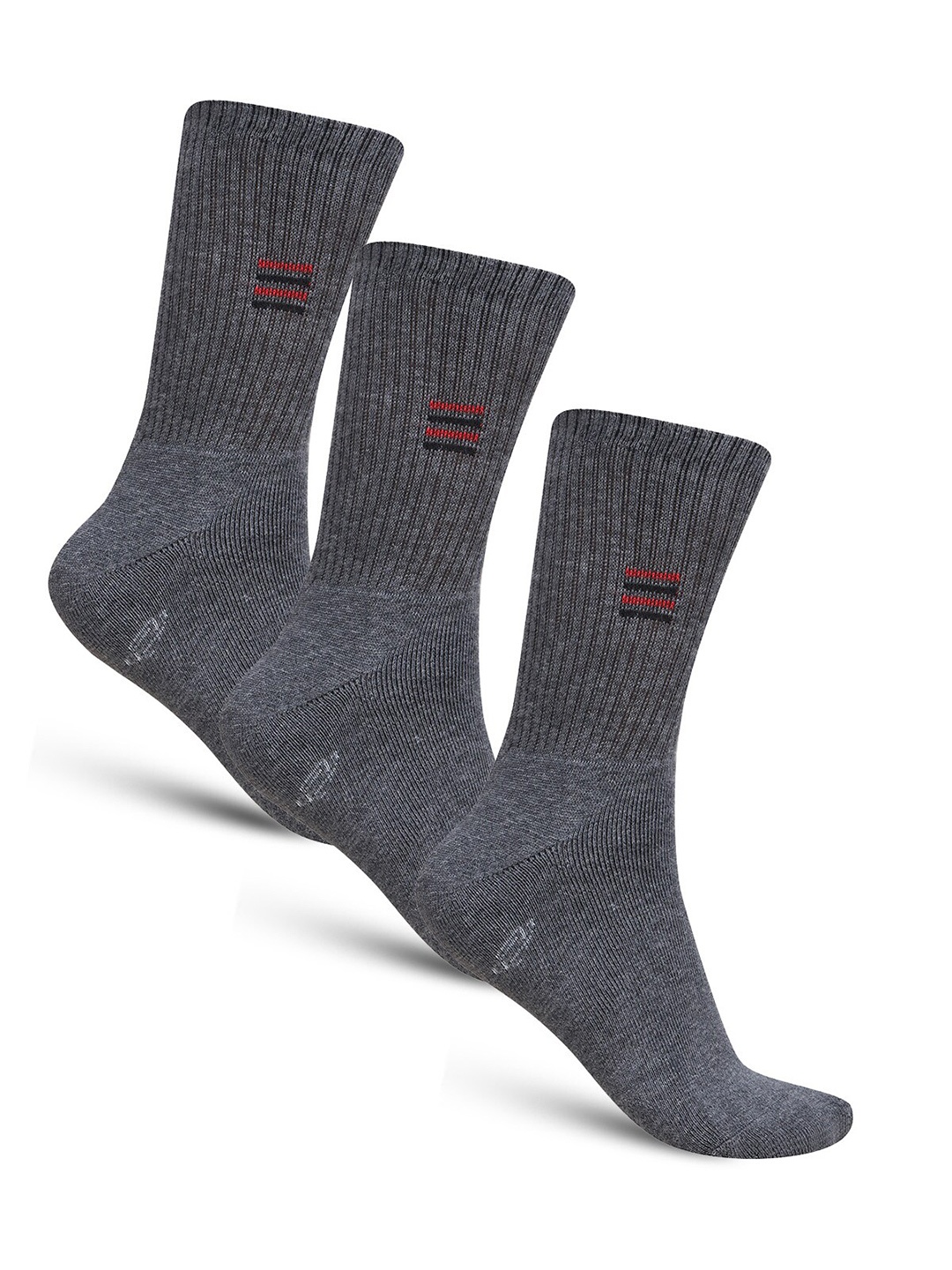 

Dollar Socks Men Pack Of 3 Patterned Cotton Calf-Length Socks, Grey