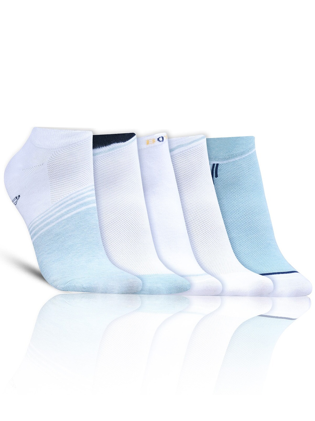 

Dollar Socks Men Pack Of 5 Patterned Cotton Ankle-Length Socks, White