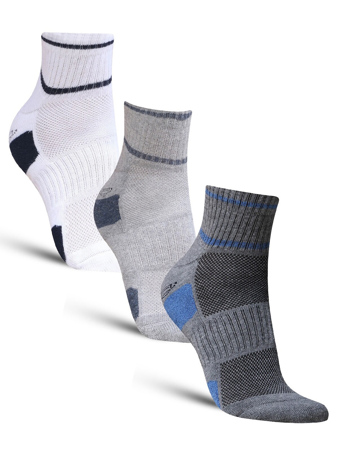 

Dollar Socks Men Pack Of 3 Patterned Cotton Ankle Length Socks, White