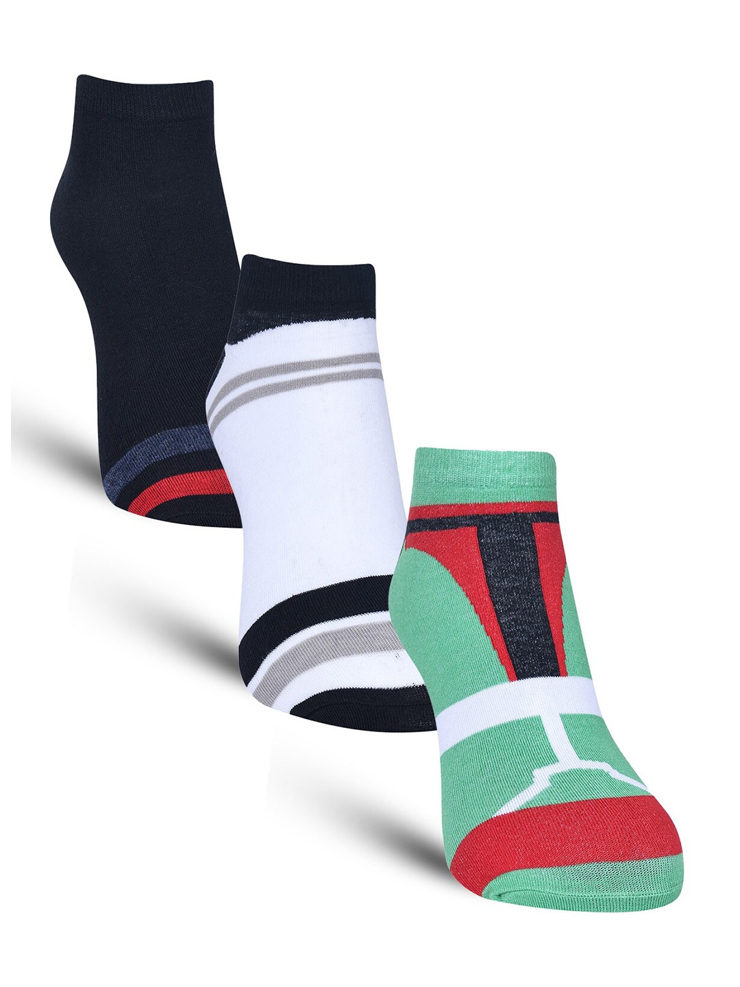 

Dollar Socks Men Pack Of 3 Patterned Cotton Ankle Length Socks, Black