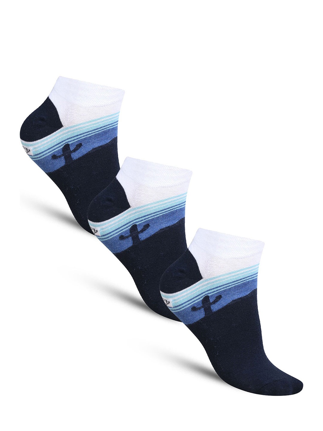 

Dollar Socks Men Pack of 3 Patterned Cotton Shoe Liners Socks, Navy blue