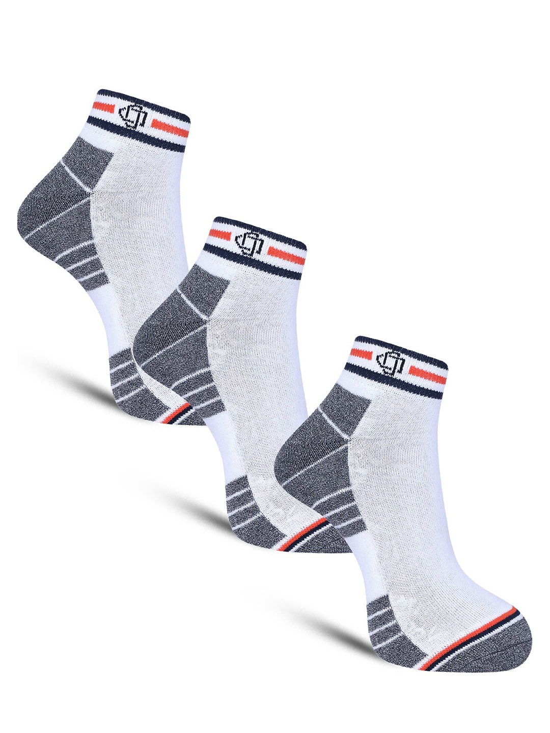 

Dollar Socks Men Pack Of 3 Patterned Cotton Ankle-Length Socks, White