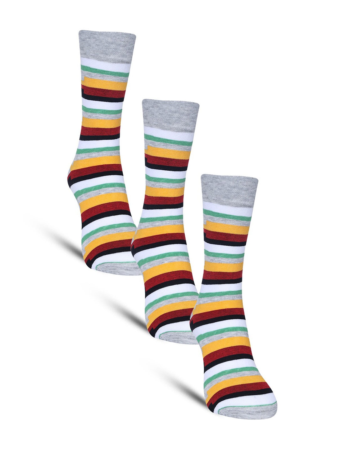 

Dollar Socks Men Pack Of 3 Patterned Calf-Length Cotton Socks, Grey