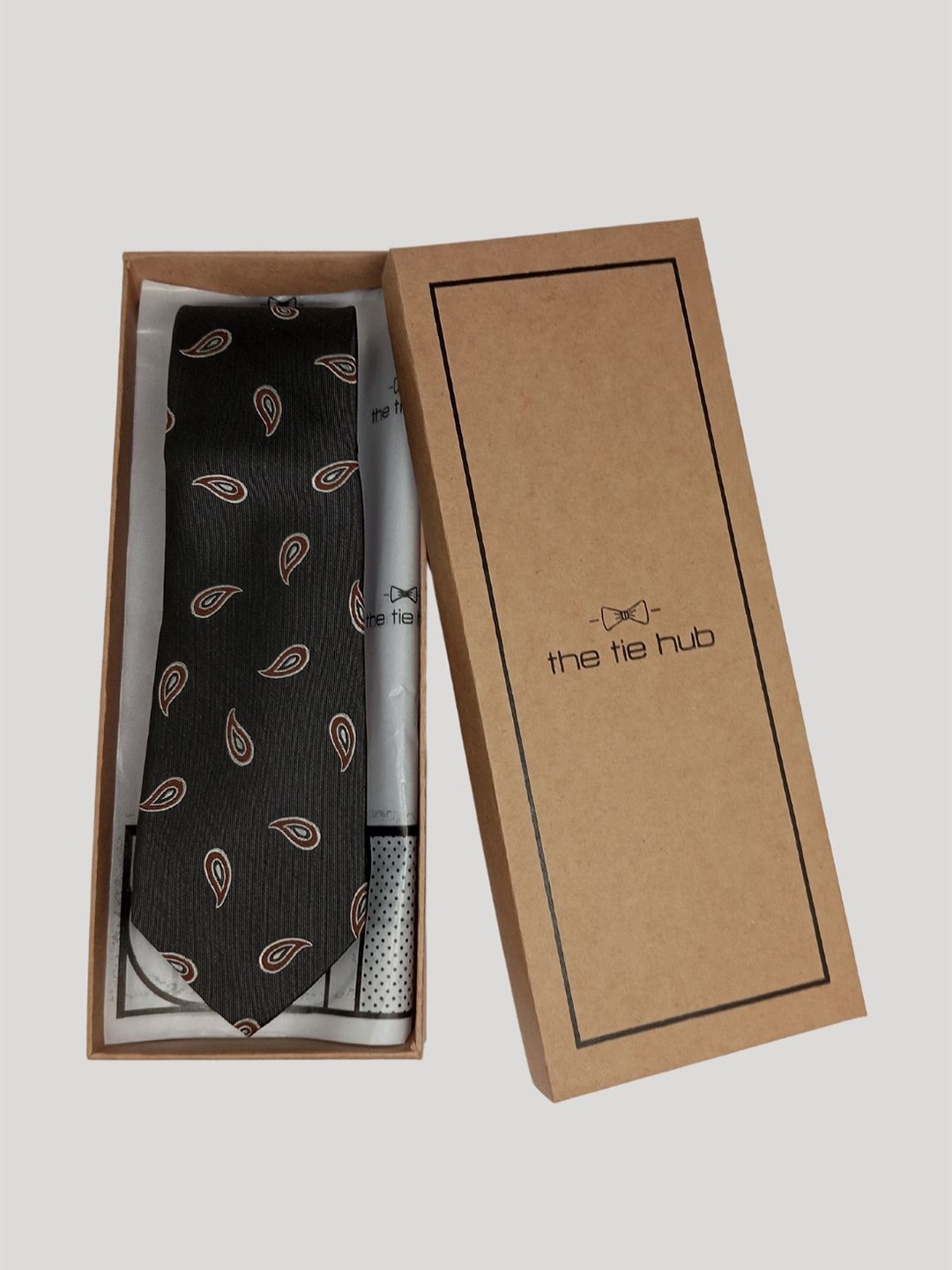 

The Tie Hub Men Woven Designed Broad Tie, Grey