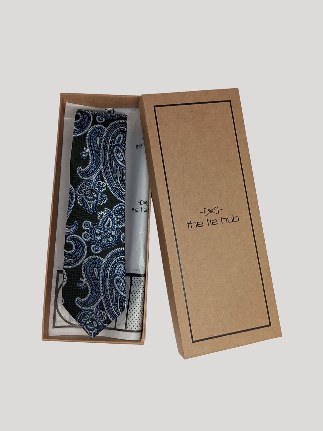 

The Tie Hub Men Woven Design Silk Formal Broad Tie, Blue