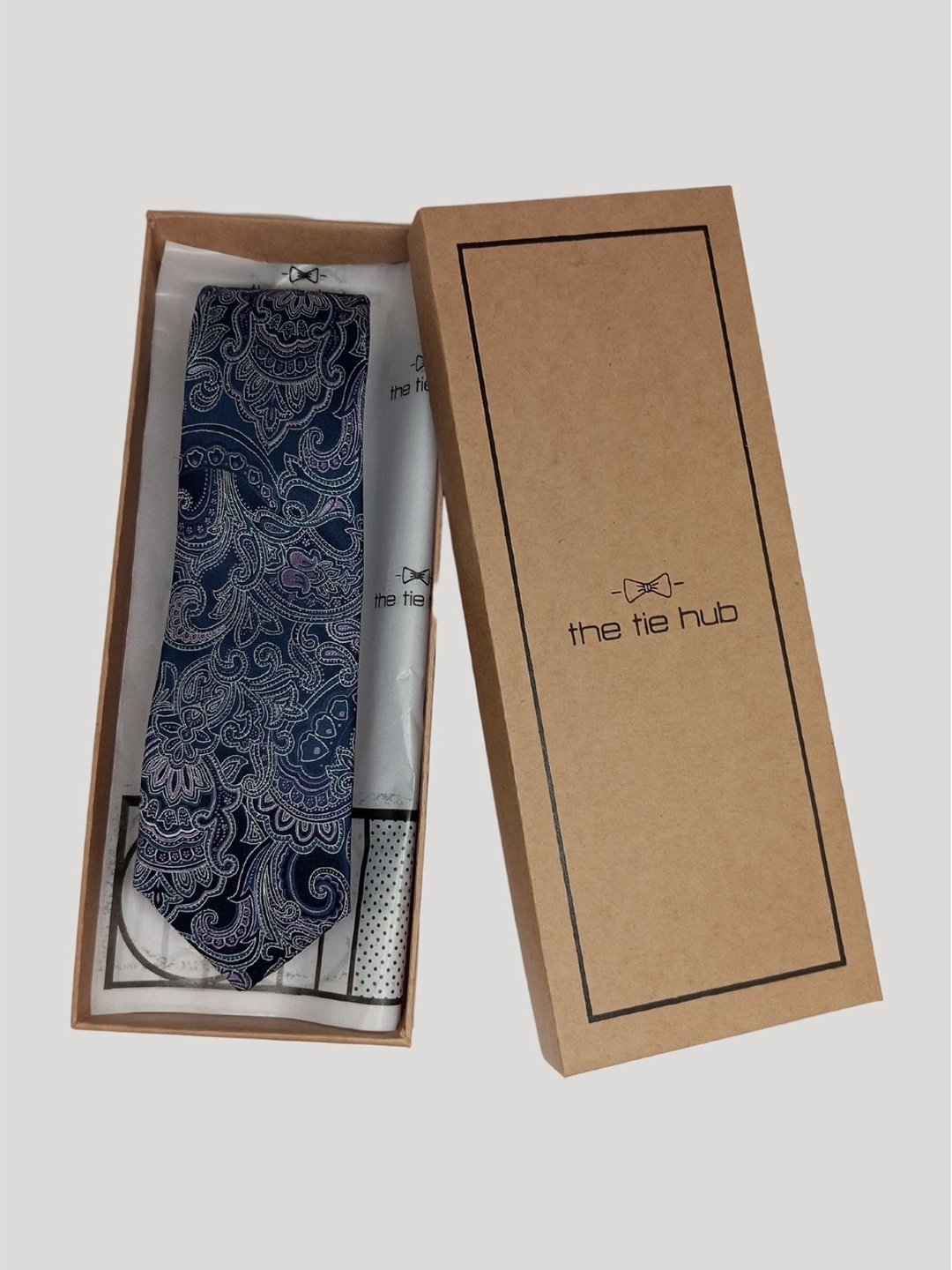 

The Tie Hub Men Paisley Woven Design Silk Broad Tie, Blue