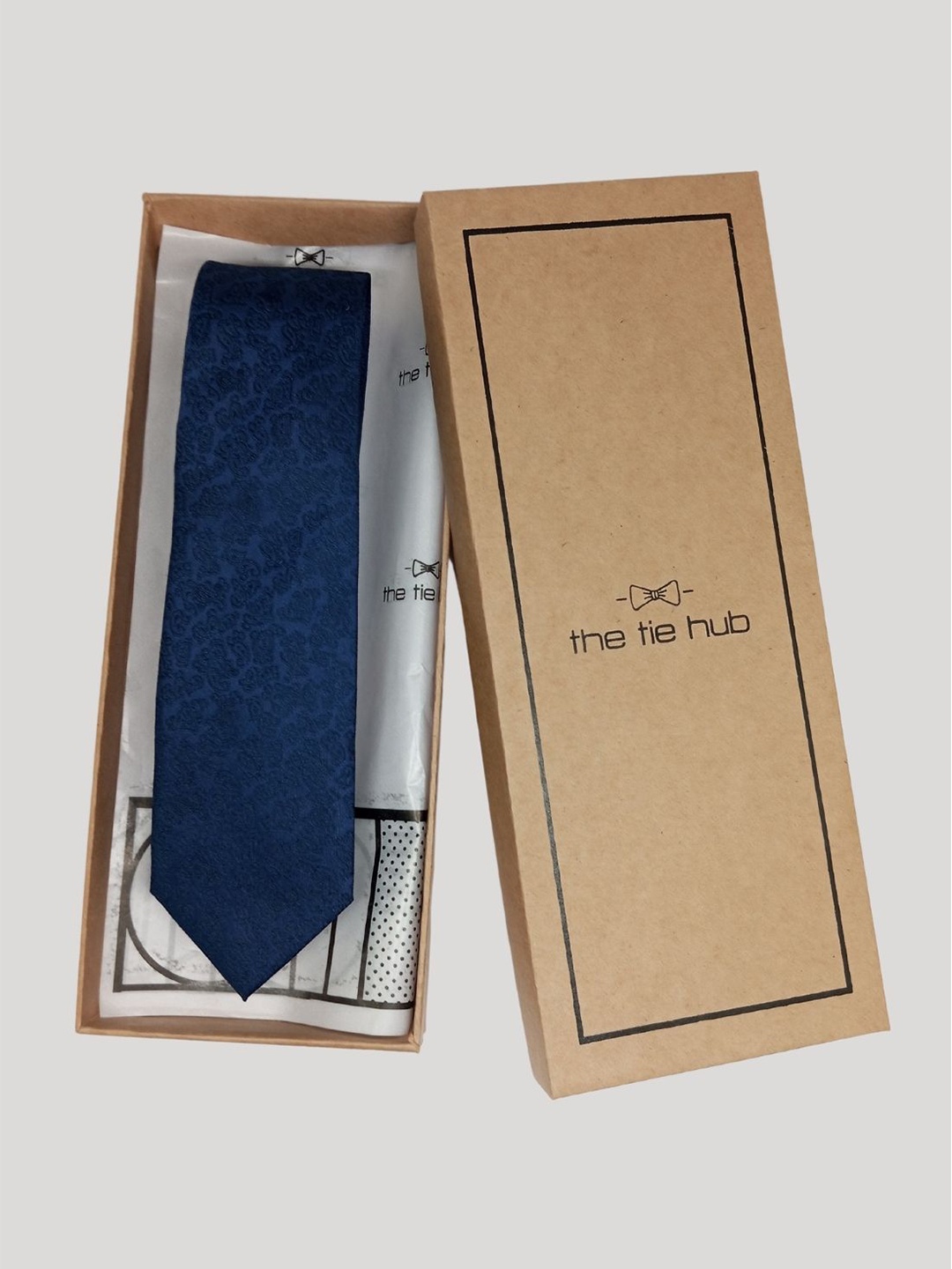 

The Tie Hub Men Classic Paisley Woven Design Silk Broad Tie, Blue