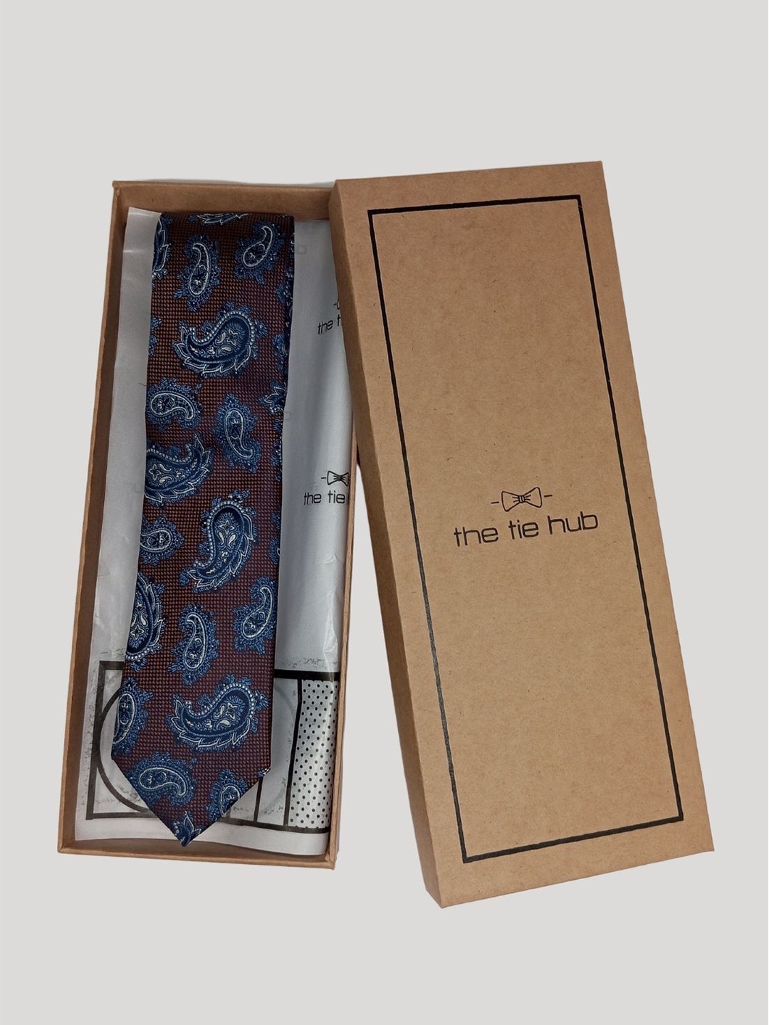 

The Tie Hub Men Woven Design Silk Broad Tie, Brown