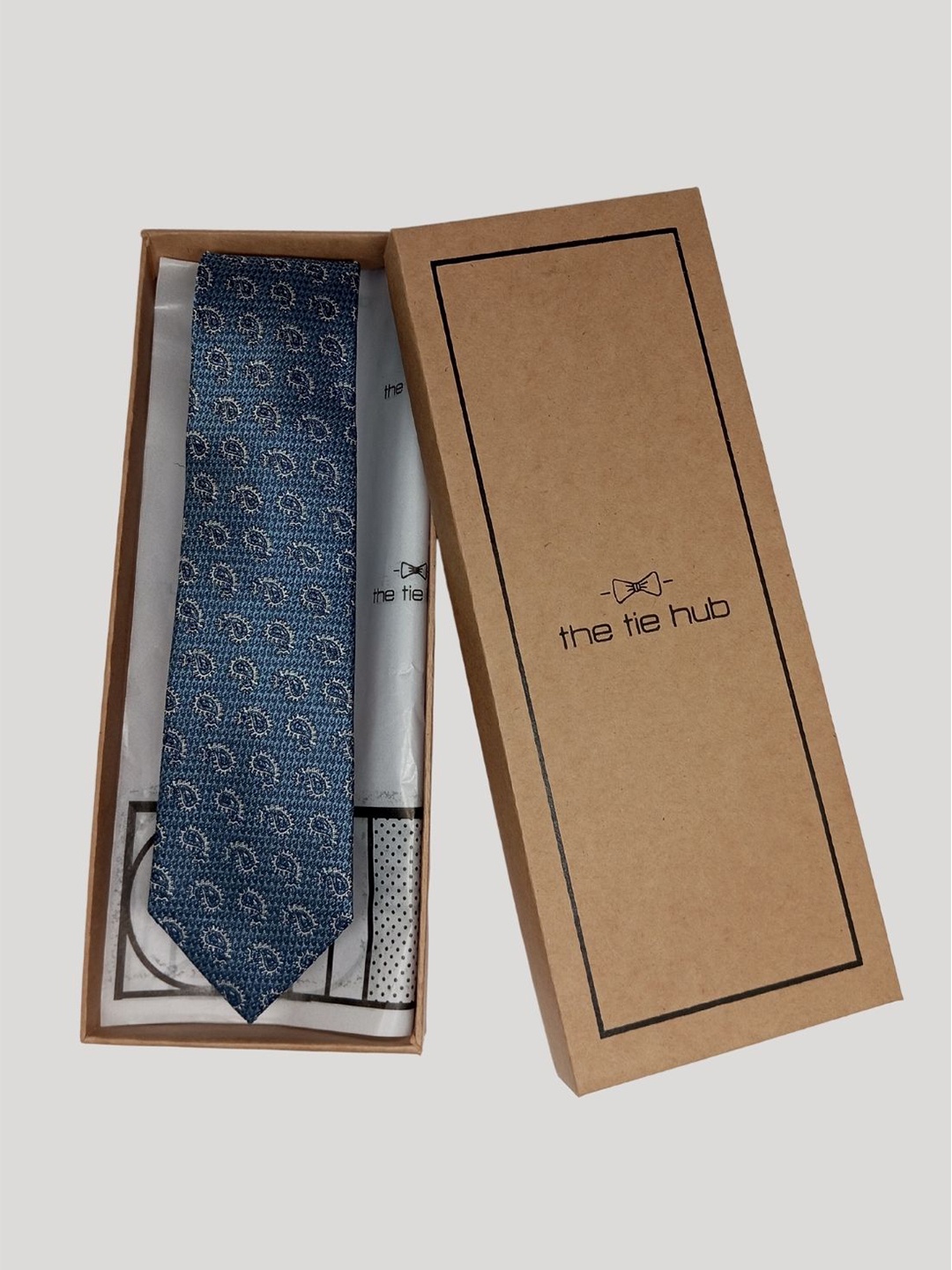 

The Tie Hub Men Paisley Woven Design Silk Broad Tie, Blue