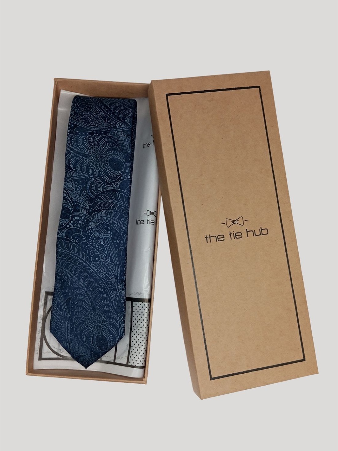 

The Tie Hub Men Woven Design Broad Silk Formal Tie, Blue