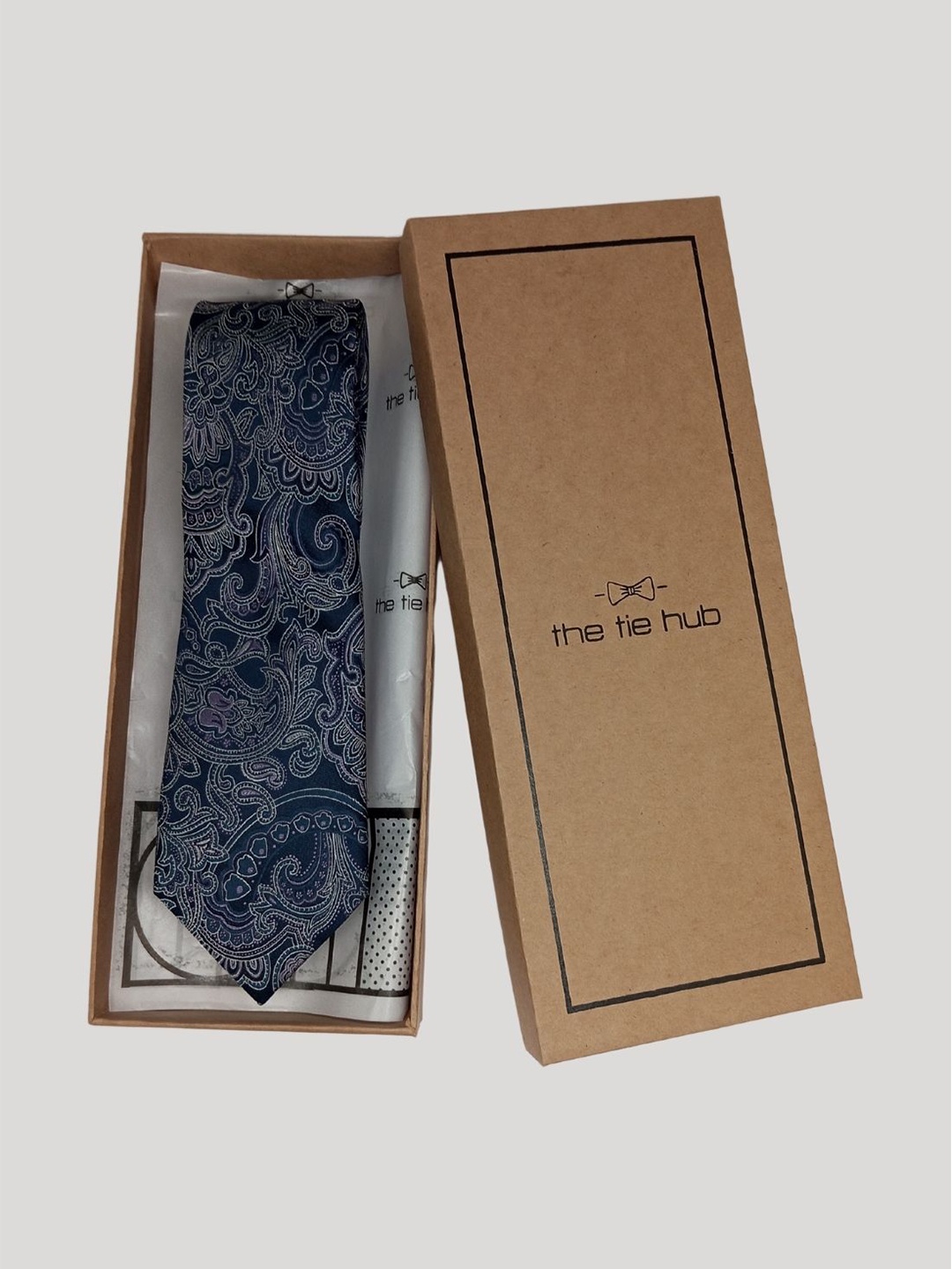 

The Tie Hub Men Woven Design Broad Tie, Navy blue