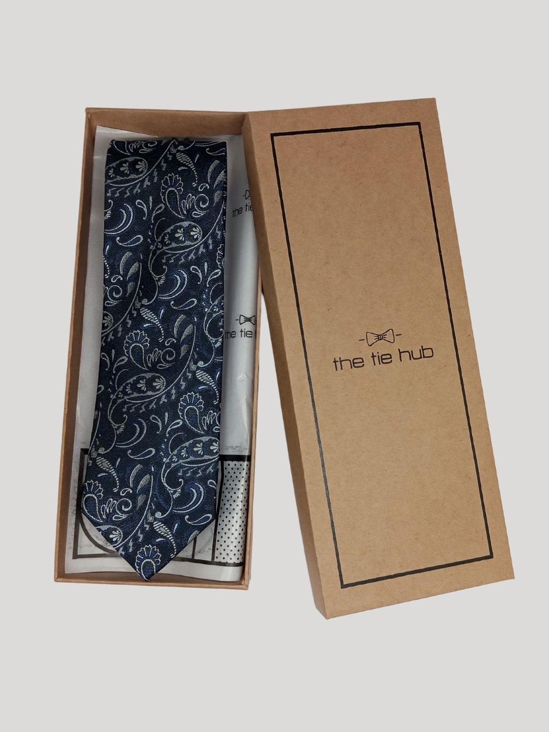 

The Tie Hub Men Woven Design Silk Broad Tie, Blue