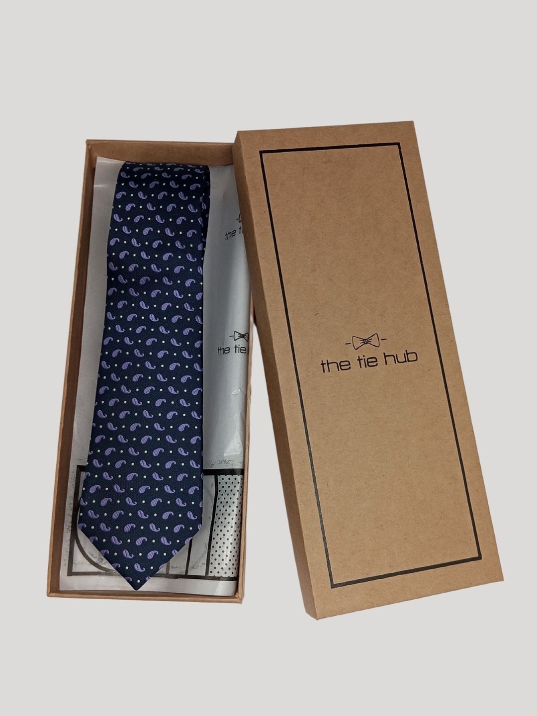 

The Tie Hub Men Woven Design Silk Broad Tie, Blue