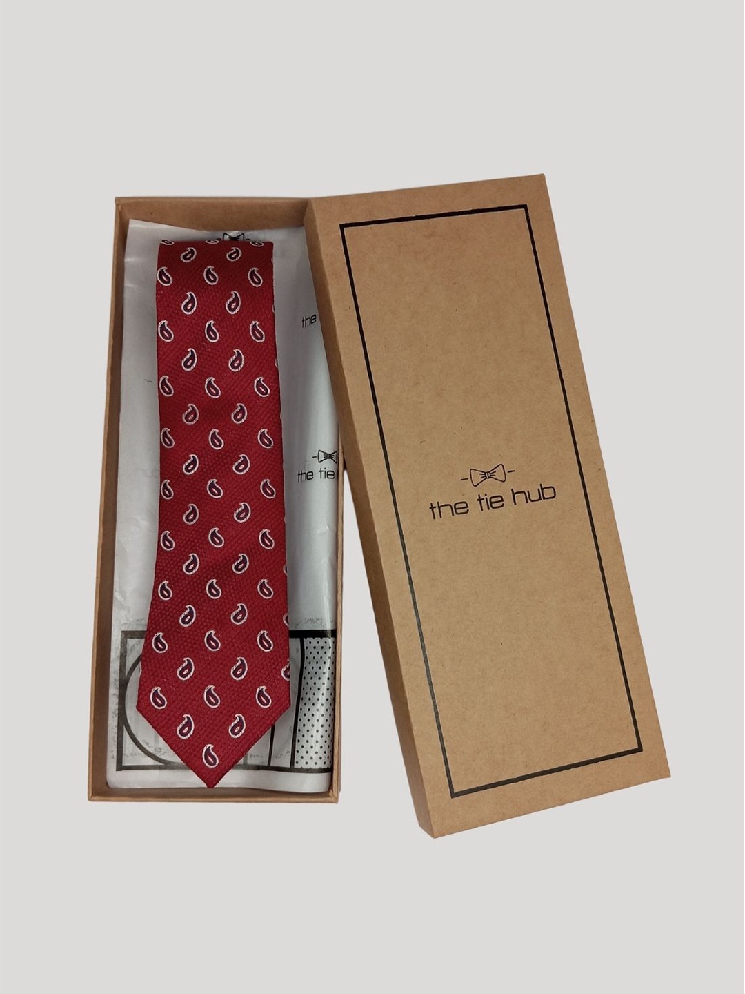 

The Tie Hub Men Woven Design Silk Formal Broad Tie, Red