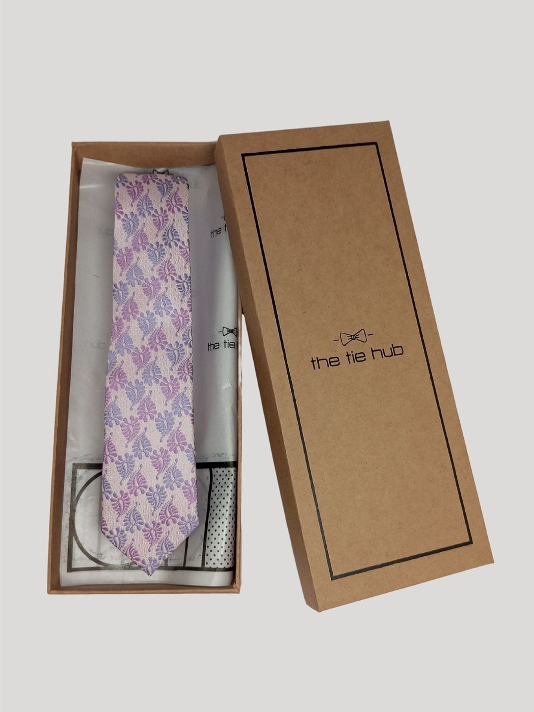 

The Tie Hub Men Woven Designed Silk Broad Tie, Pink