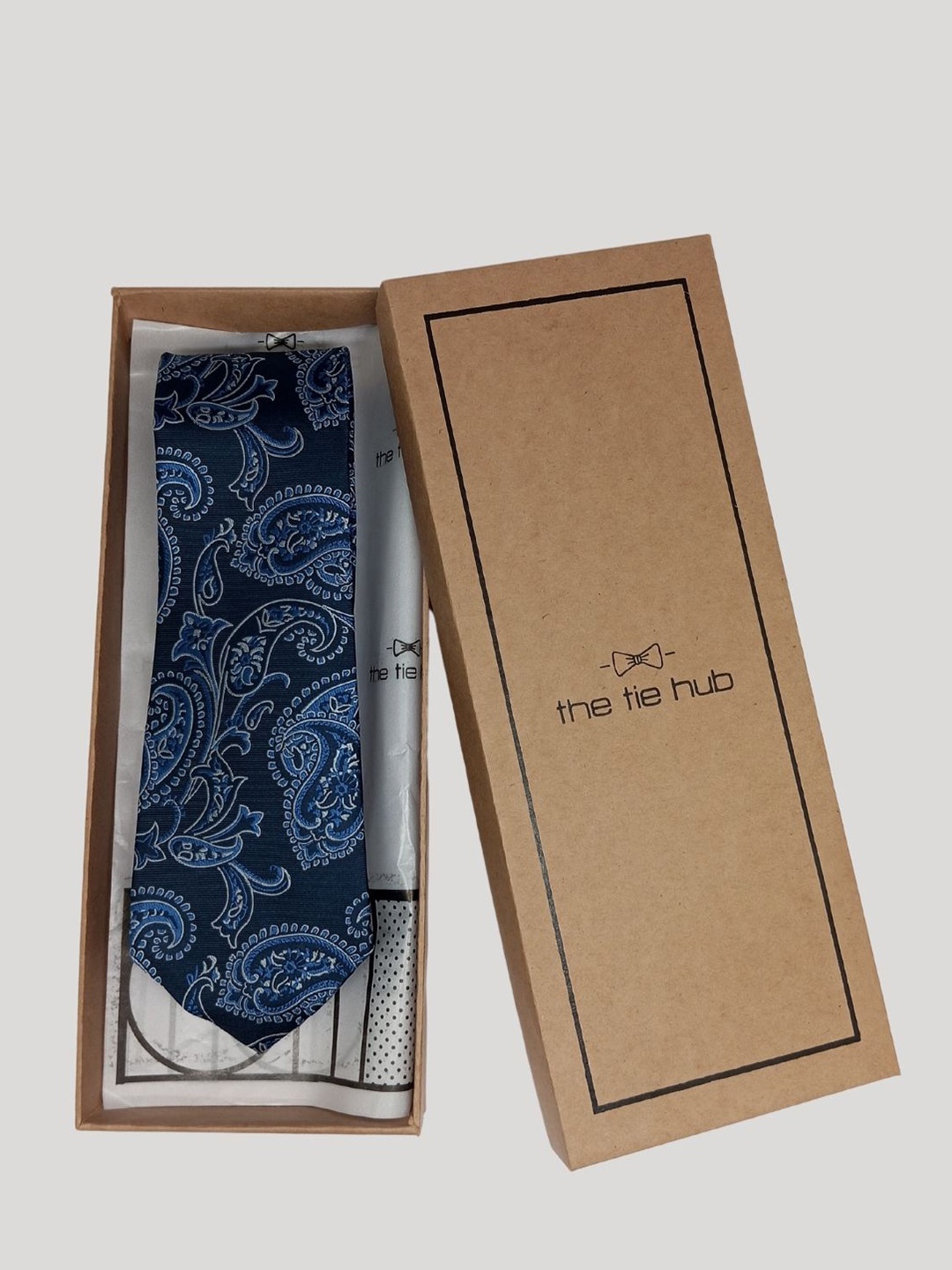 

The Tie Hub Men Woven Design Broad Tie, Navy blue