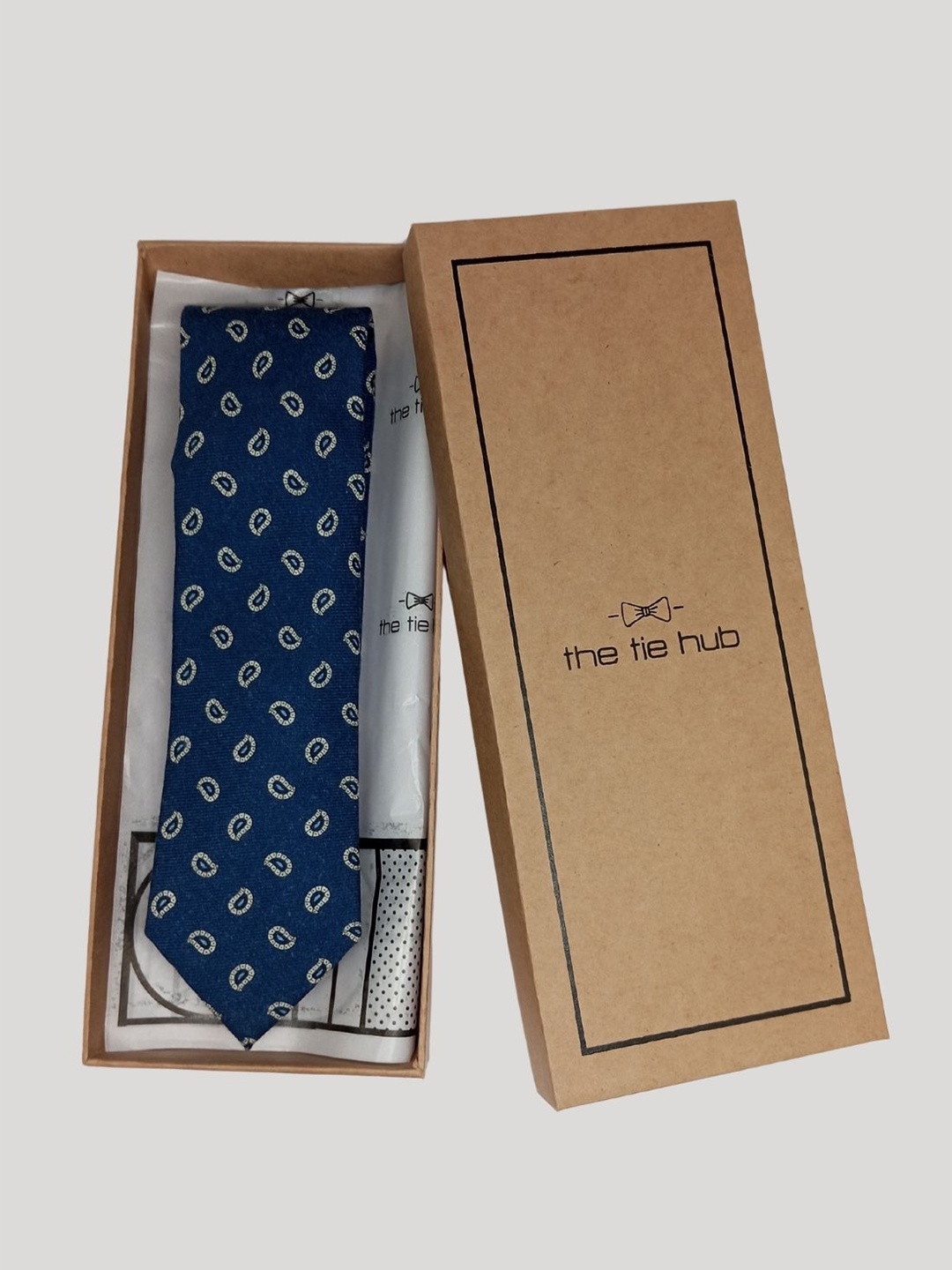 

The Tie Hub Men Woven Design Silk Broad Tie, Blue