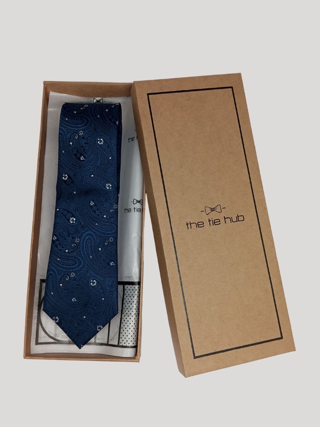 

The Tie Hub Men Woven Design Silk Formal Broad Tie, Blue