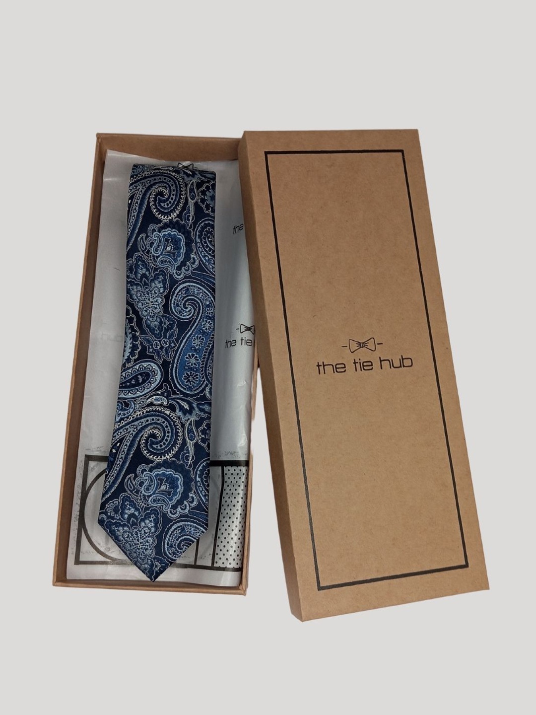 

The Tie Hub Men Woven Design Silk Broad Tie, Blue