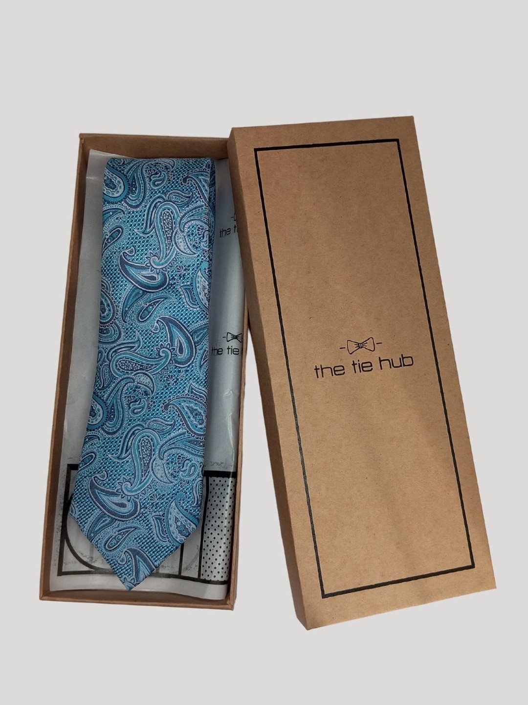 

The Tie Hub Men Paisley Woven Design Silk Broad Tie, Blue