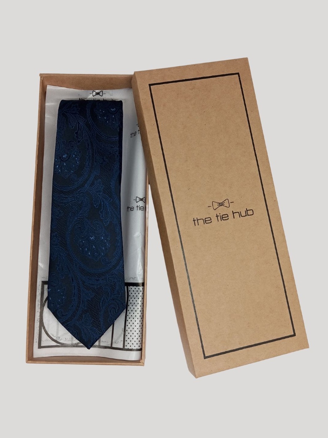 

The Tie Hub Men Printed Silk Formal Broad Tie, Blue