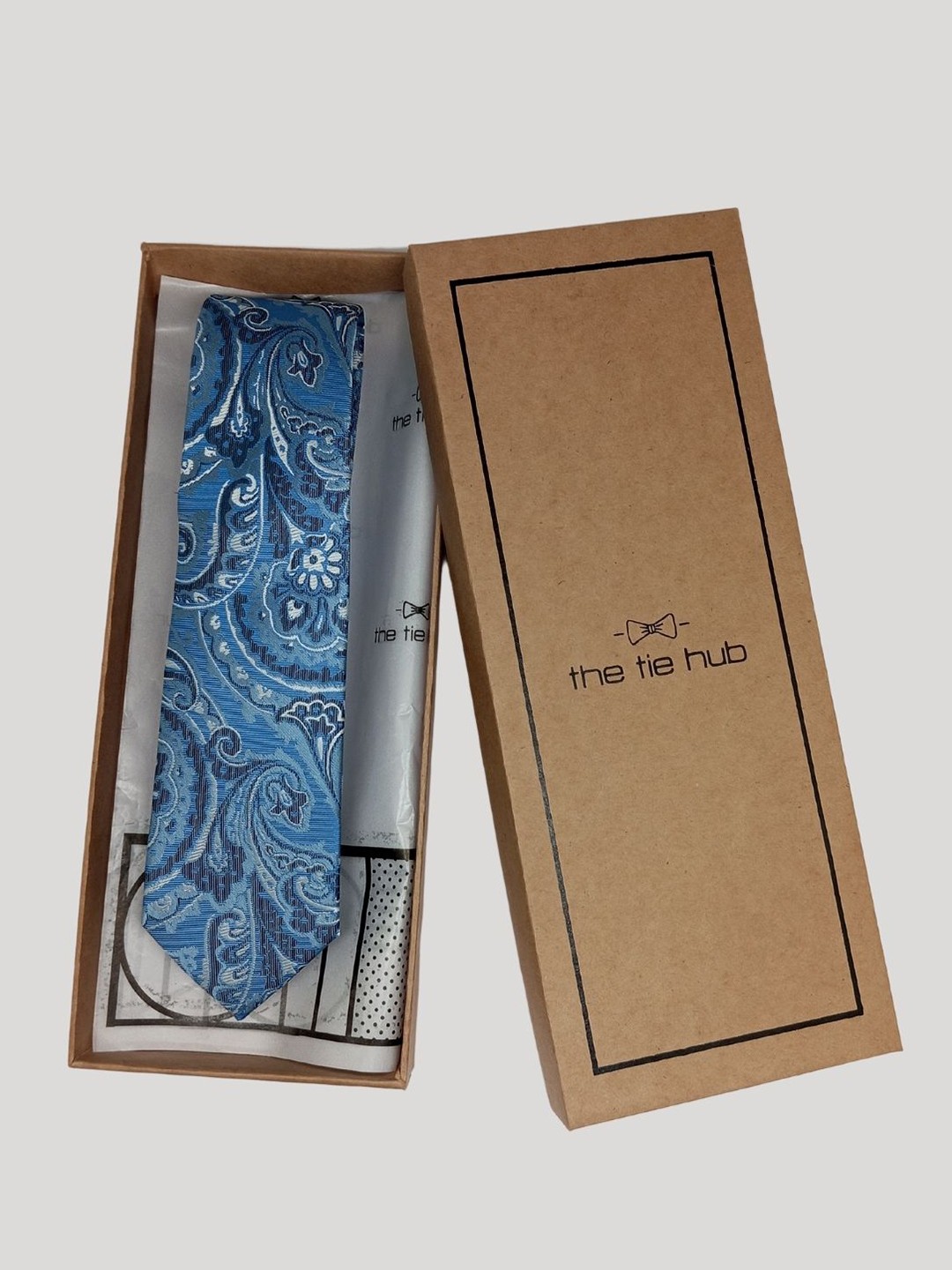 

The Tie Hub Men Classic Floral Woven Design Silk Broad Tie, Blue