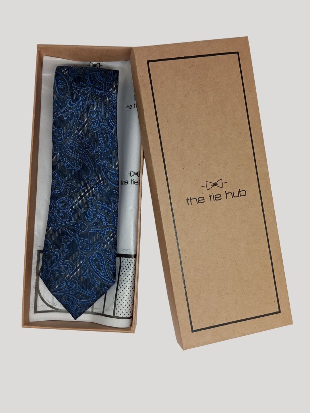 

The Tie Hub Men Woven Designed Silk Broad Tie, Blue